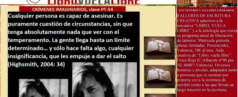 Crímenes imaginarios, actividades de la clave PT-54 en los talleres literarios de LIBRO, VUELA LIBRE en Valencia
